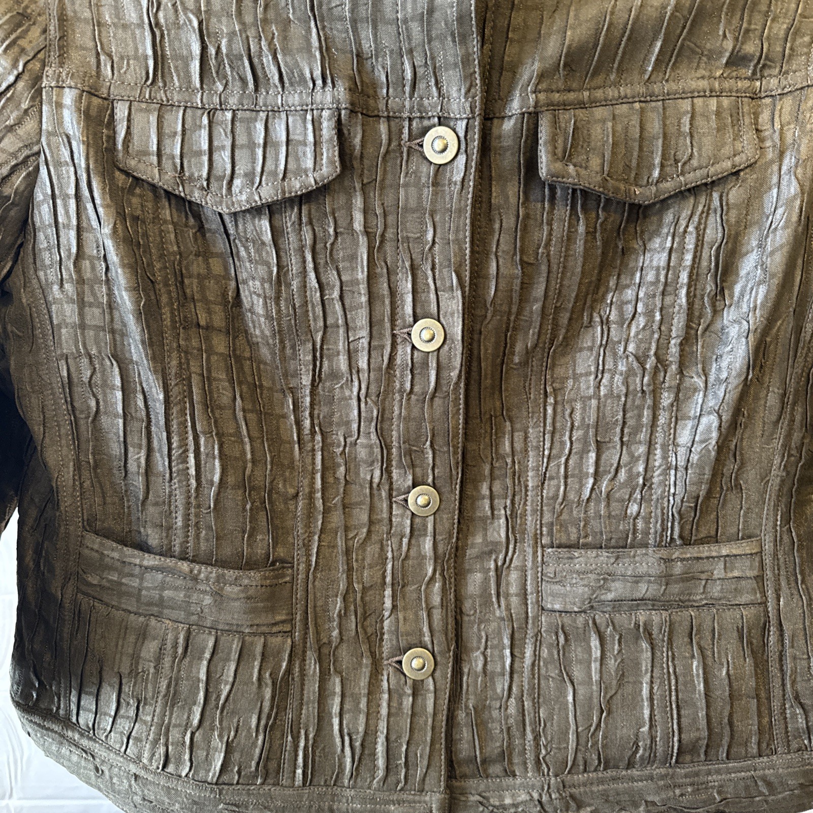 Ruby Rd Women's Jacket Size 10 Brown Button Up wi… - image 6