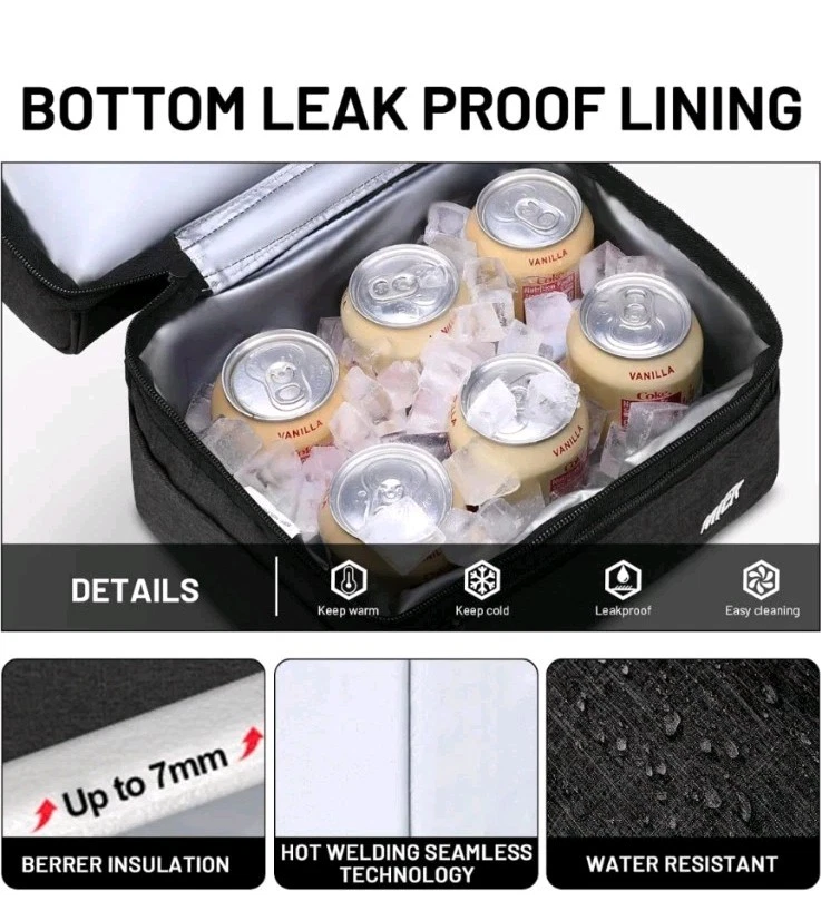 MIER Adult Lunch Box Insulated Lunch Bag Large, Dark Grey, Double Decker Cooler - Image 3 of 4