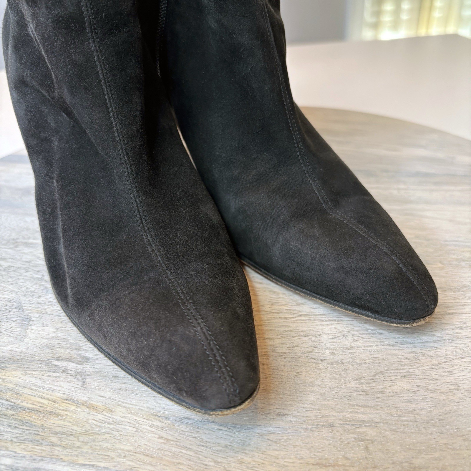 Stivaletti scamosciati neri con cerniera autentici Yves Saint Laurent taglia 7 M