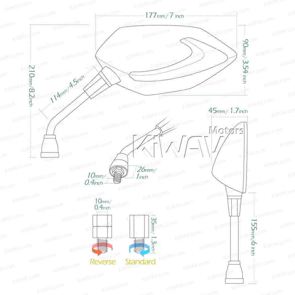 Mirror sequential dual LED Lucifer neat 10mm standard reverse for Yamaha bike ε - Image 2 of 4