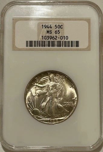 1944 P Walking Liberty Silver Half Dollar NGC MS65 Nice Fatty Holder