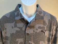Puma Golf Men's gray on gray camo short sleeve polo shirt M Mint Condition