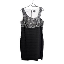 Xscape x Joanna Chen Black White Sheath Dress Slim Lace Sleeveless Formal 14W