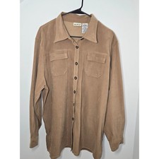 White Stag Womens Xl Faux Suede Button Down Shirt Chamois Tan Long Sleeve Top White Stag Womens Xl Faux Suede Button Down Shirt Chamois Tan Long Sleeve Top