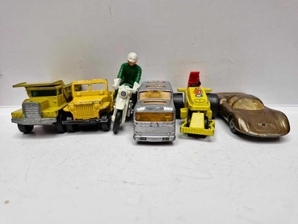 Lot of 6 early Matchbox Superfast: Jeep Dump Truck Honda Roller Porsche Coach"E" - Image 4 of 4