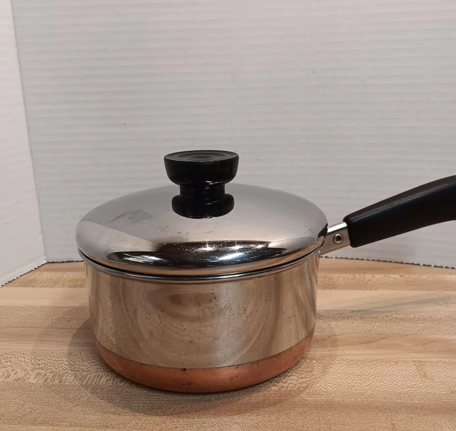 Vintage Revere Ware 1801-1 QT Copper Clad Bottom-96 Clinton, ILL Sauce Pot w/Lid