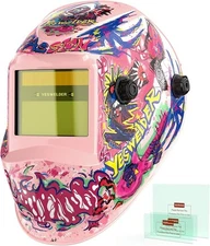 Solar Powered Welding Hood, True Color View, Wide Shade 3.5-13 for TIG MIG ARC