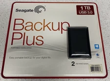 Seagate STDR1000100 Backup Plus Slim 1TB Hard Drive HDD – USB 3.0 - Black SEALED