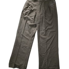 Chaps Ralph Lauren Pants Mens 36x29 Brown Dress Pleated Wool Blend Cuffed Hem