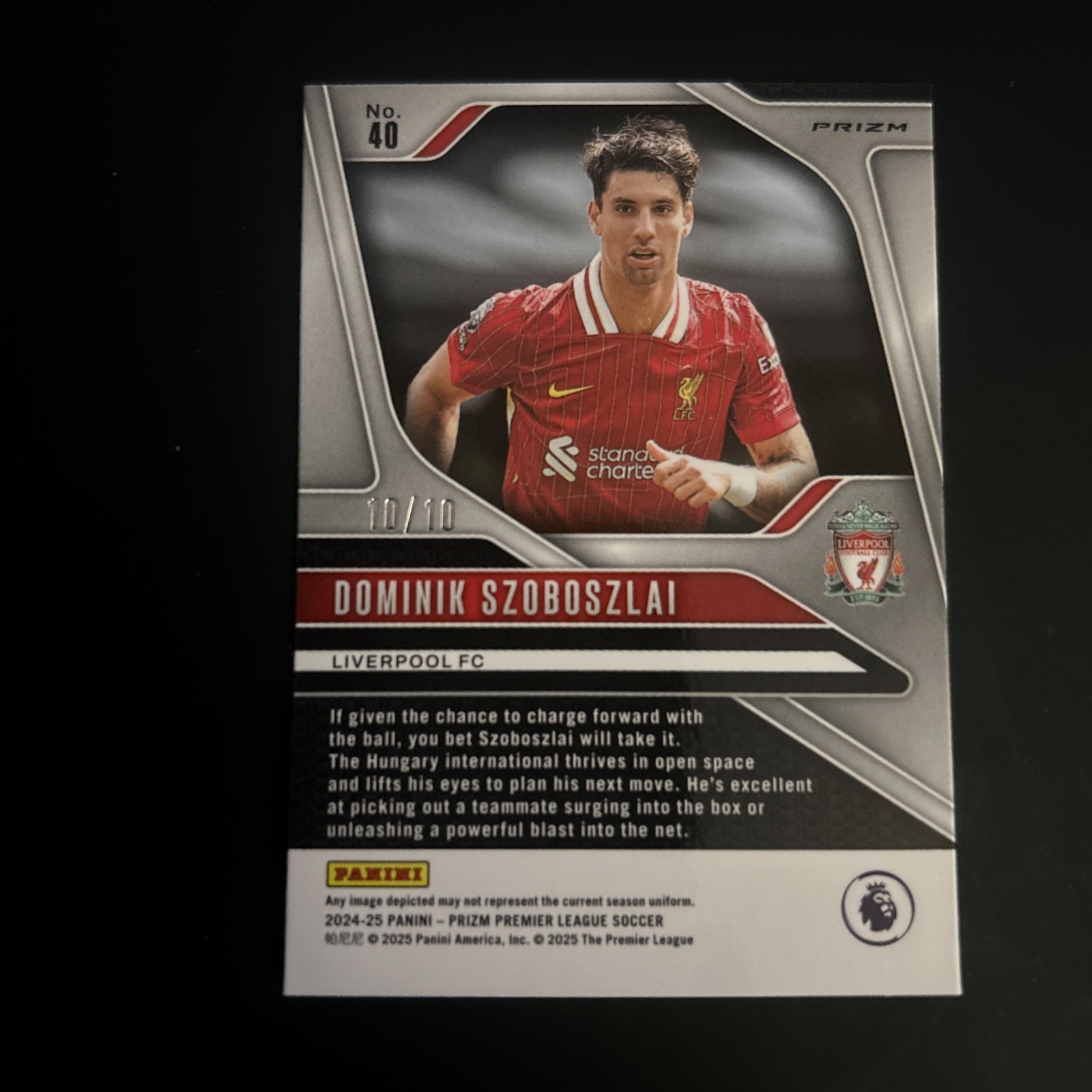 2024-25 Prizm Dominik Szoboszlai Gold Breakaway Prizm /10 Liverpool FC view 2