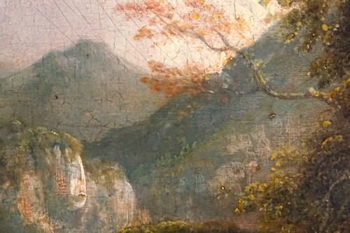 CHARLES H SCHWANFELDER 1774-1837 FIGURES ON ANCIENT BRIDGE Antique Oil Painting - Picture 8 of 18