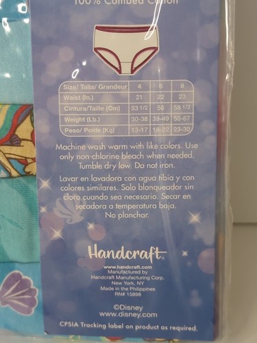 Ropa interior de princesa Disney para niñas pequeñas 6 pantillas cortas Ariel - Imagen 3 de 3