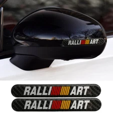 2X RALLIART Carbon Fiber Car Trunk Side Fenders Door Badge Scratch Guard Sticker