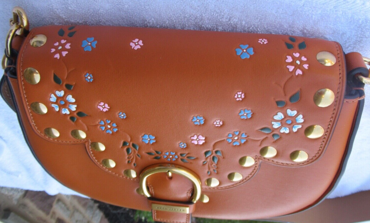 NWOT Marc Jacobs Navigator Tan Shoulder/Clutch Bag/ Studs/ Flowers