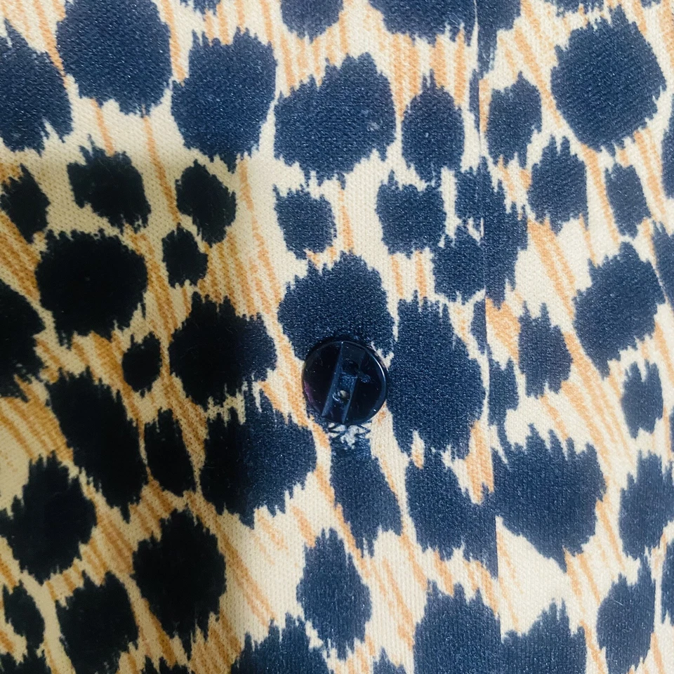 Teddi of California BLUSA LEOPARDO TÚNICA MANGA 3/4 botón delantero talla 10 de colección años 80 Foto 3 de 4