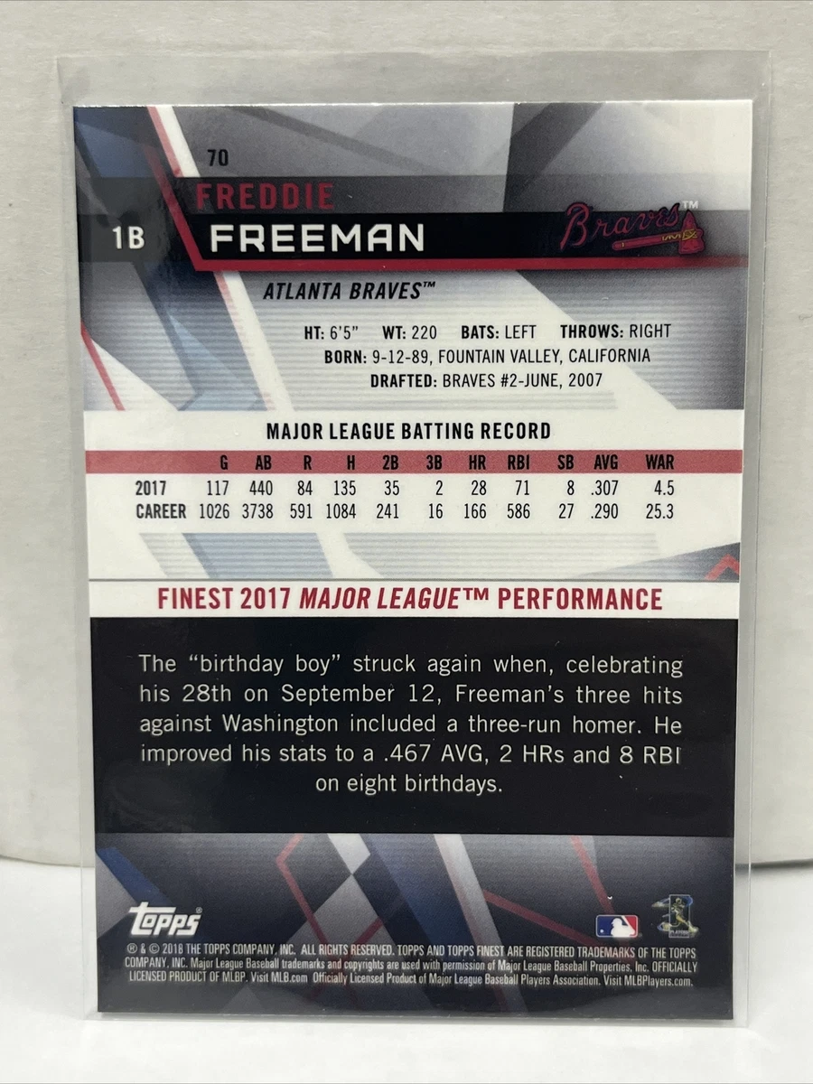 2018 Topps Finest #70 Freddie Freeman | eBay