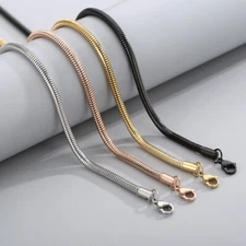 2.5-6mm Hot 316L Stainless Steel Men Women Round Snake Chain Necklace 20"22"24"