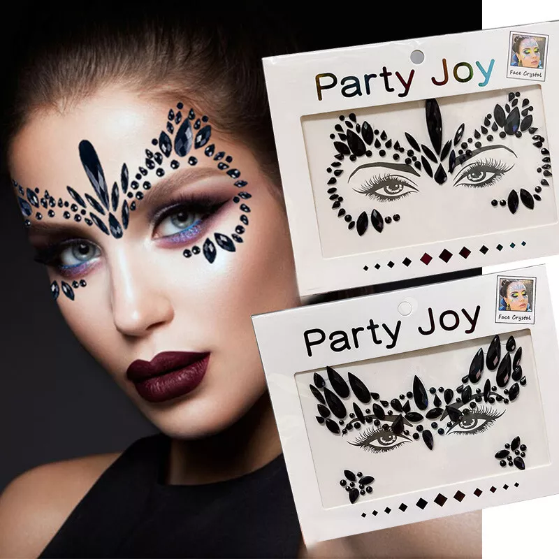 Halloween Black Face Gems Jewels Tattoo Glitter Stickers Party Festival Jewelry