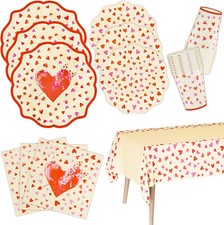 NEW IN BOX Happy Valentine's Day Party DISPOSABLE PLLTES NAPKINS CUPS TABLECLOTH