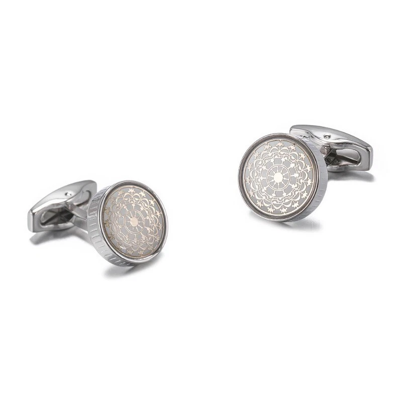 Uomo Francese Camicia Gemelli per Suit Abito Gemelli Gioielli Accessorio Argento - Immagine 3 di 4