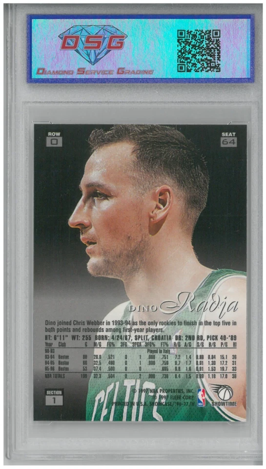 1996-97 Fleer Showcase DINO RADJA #64 Row 0 💎 DSG 10 Gem Mint - Image 2 of 2