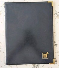 Vintage GM Canada Leather Notepad Folder Portfolio General Motors Navy Blue