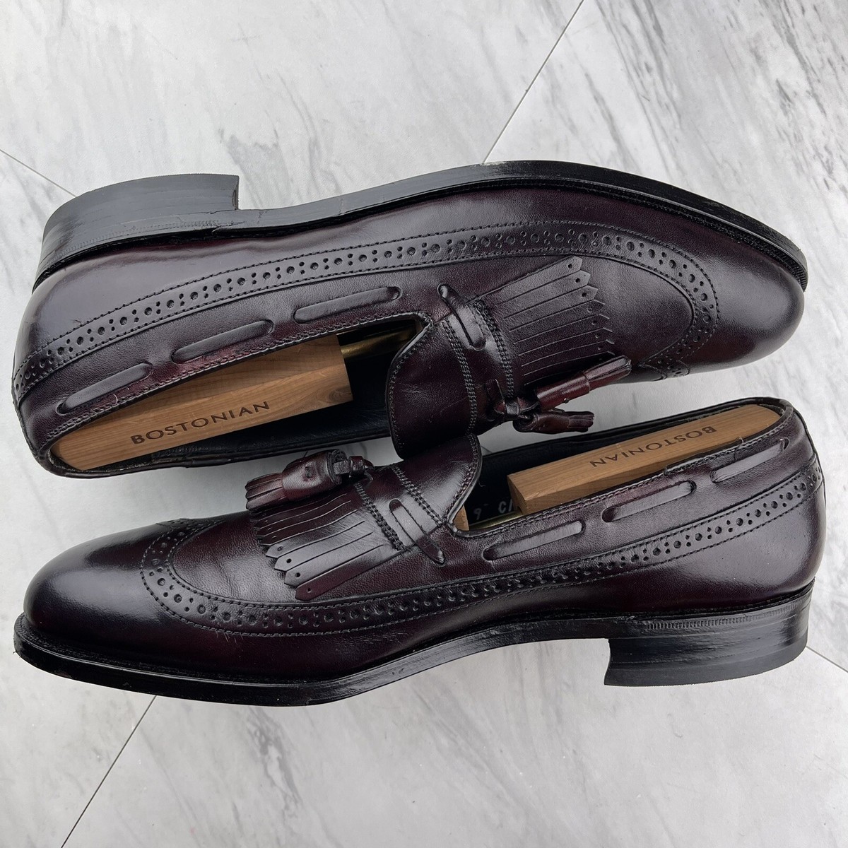•ET Wright Mens Leather Wing tip Brogue Kiltie Tassel Loafers Burgundy US 9 C/A ET Wright Mens Leather Wing tip Brogue Kiltie Tassel Loafers  main image 3