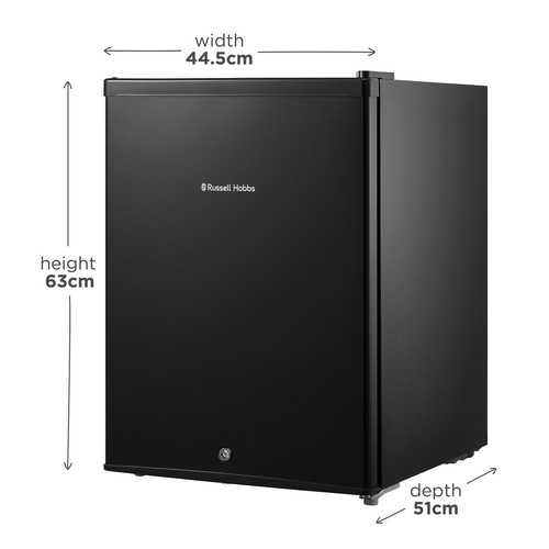 Russell Hobbs Mini Fridge Black Table Top 65L with Lock & Ice Box