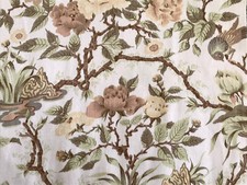  Old Bleach ?Fabric  Oriana? Bird In Tree Green/brown brushed Cotton FQ 56x46cm