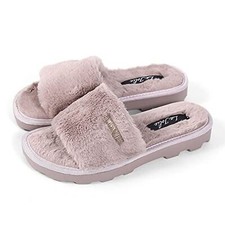 Faux Fur Slide Sandal Unisex Slippers House Shoes Indoor Outdoor Brown Size 11