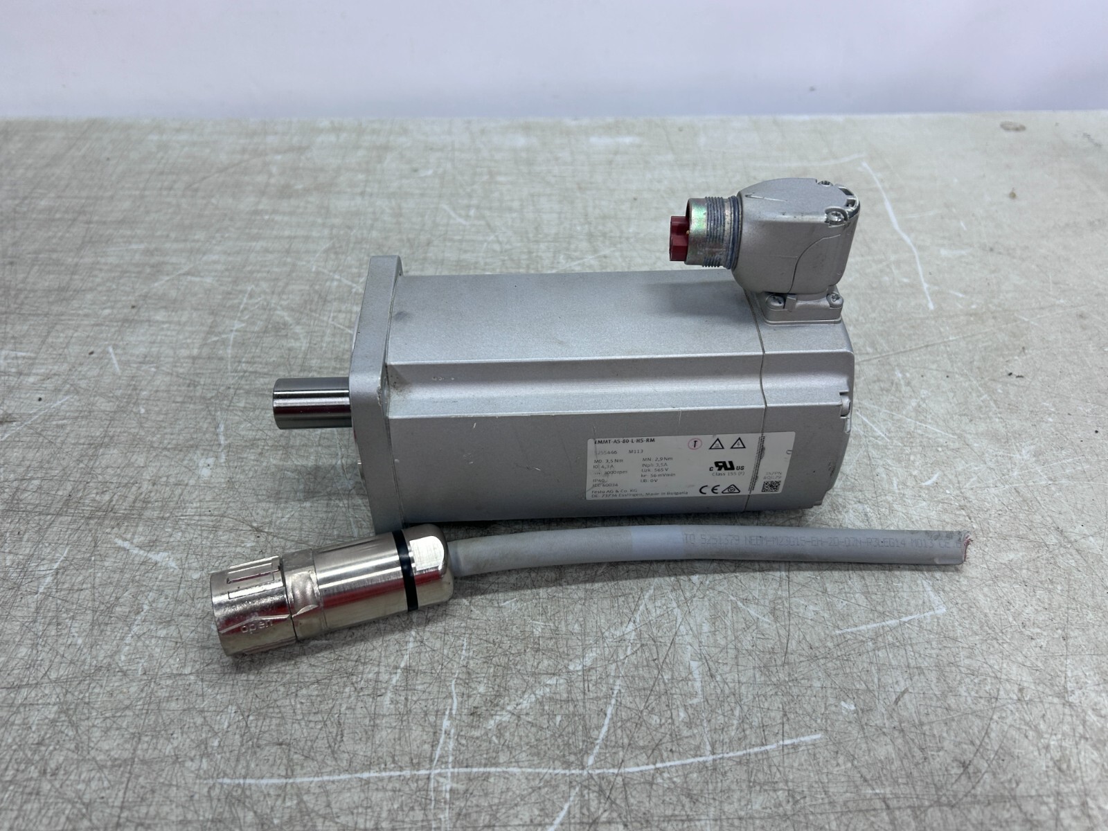 FESTO 5255446 Synchronous AC Servo Motor EMMT-AS-80-L-HS-RM, 19mm Shaft 3000 Rpm