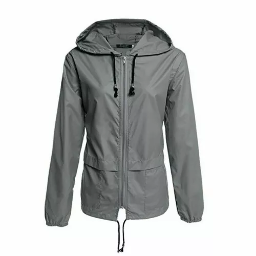 Unisex Adult Waterproof Rain Jacket Zip Up Hooded Lightweight Windbreaker Coat - Picture 13 of 17