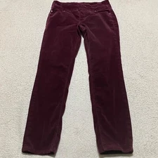 Jag Womens sz 14 Pants Solid Purple High Rise Skinny Velvet Mid Rise Pullover