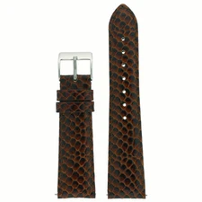 Watch Band Genuine Leather Strap Quick Change Snake Print Brown with Springs 