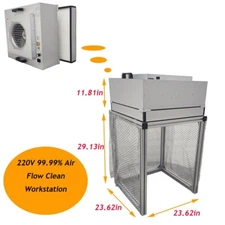 220V 99.999% HEPA-Filter Laminar Flow Hood 23.6x23.6in Dust Free Room Workshop