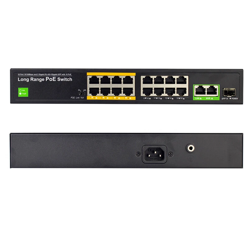 16 Port PoE Ethernet Switch + 2 Gigabit Uplink SFP,802.3af/at 250 M Rockmount - Image 2 of 4