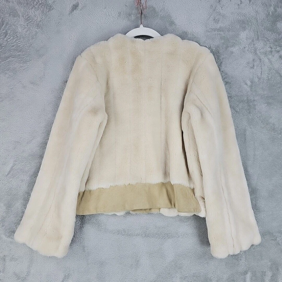 Chaqueta de piel sintética Banana Republic vintage años 90 para mujer talla S borde de cuero beige Foto 2 de 4