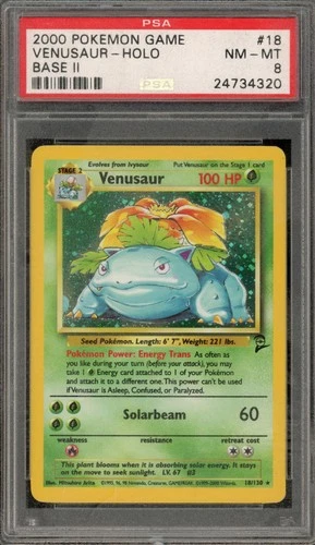 Pokemon Venusaur Base Set 2 Holo Rare #18 PSA 8