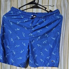 Crown Ivy Kids Boys Blue/White Shark Swim Shorts Size M Drawstring