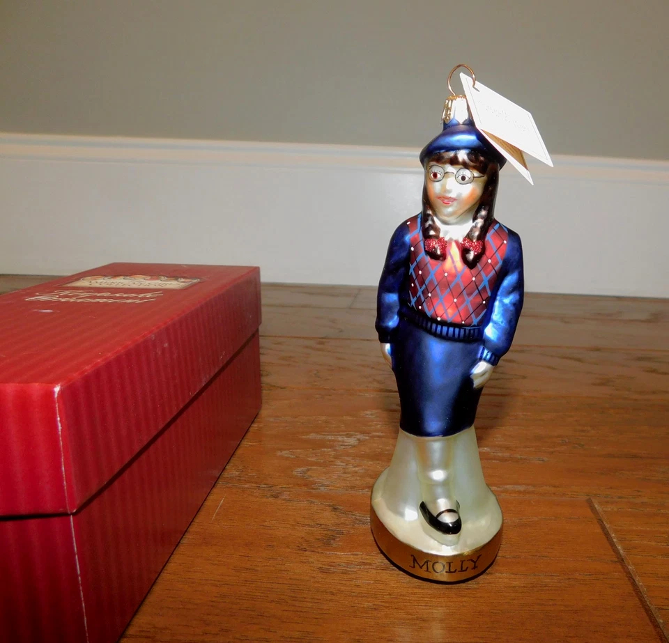American Girl Pleasant Company Molly Christmas Ornament Blown Glass w/Box 1999 - Image 2 of 4
