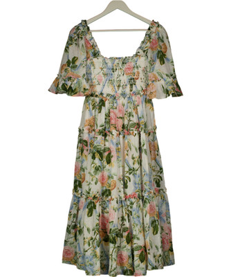 Needle & Thread Multicoloured Rose Garden Smocked Cotton Ankle Dress UK 6