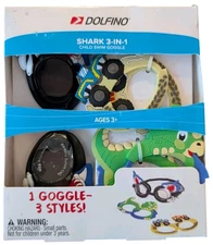Child 3-in-1 Swim Goggles - Sharks, Dino, & Trucks - Dolfino - Boys & Girls 3+