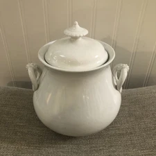 Bridgwood & Son 19th Century White Ironstone Large Covered Sugar Bowl England