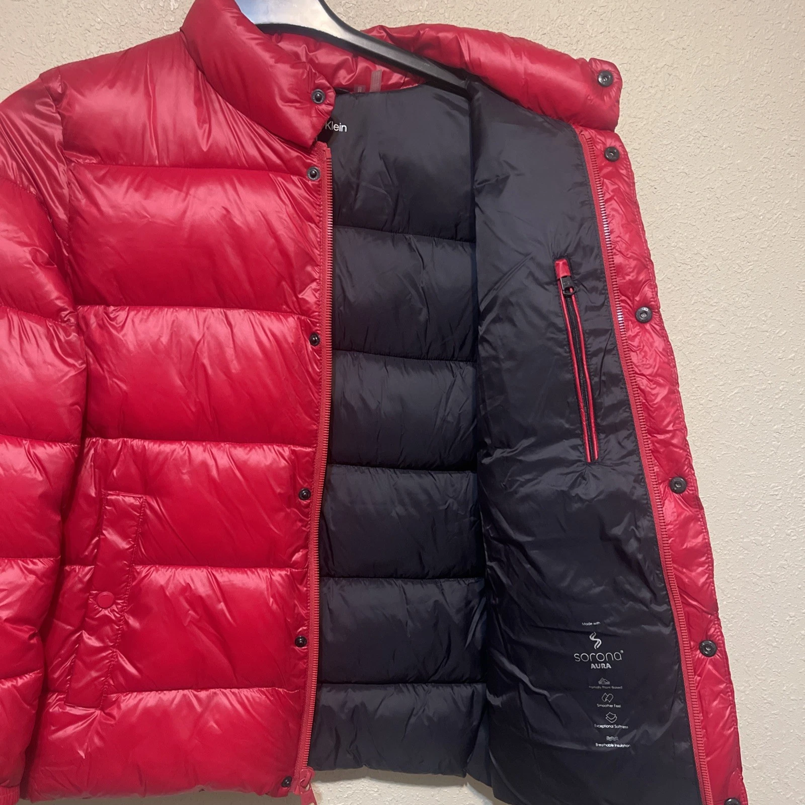 Calvin Klein Red Quilted Water Resistant Puffer Jacket mens Size L NEW $225