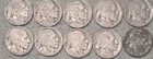 VINTAGE US  Coin Lot Of 10 Buffalo Nickels 1910s-1930s  Dateless FREE SHIPPING