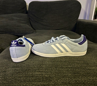 adidas Originals Samba Light Blue White Purple Lace Up Low Top Sneakers G12533