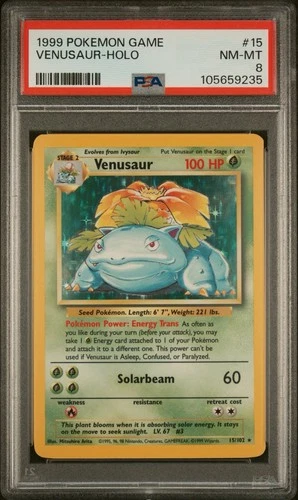 Pokémon Venusaur 15/102 Holo Unlimited Base Set PSA 8 NM-MT