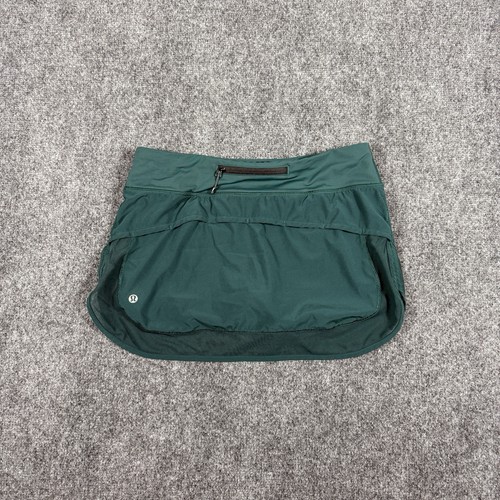 Lululemon Hotty Hot Skirt Womens Size 6 Deep Green Mesh Border Athletic Workout
