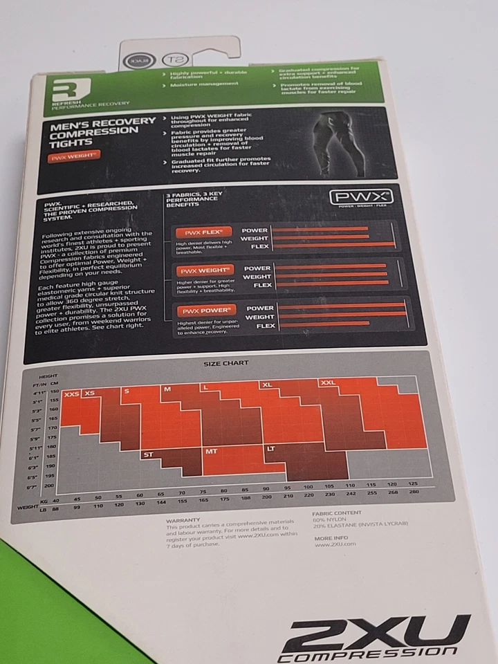 2XU Men’s Refresh Recovery Compression Tights Graduated Compression Size ST - Image 3 of 4