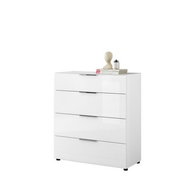 Schubkastenkommode TREND 10, Front und Oberboden aus Glas, Metallgriffe, 90 cm